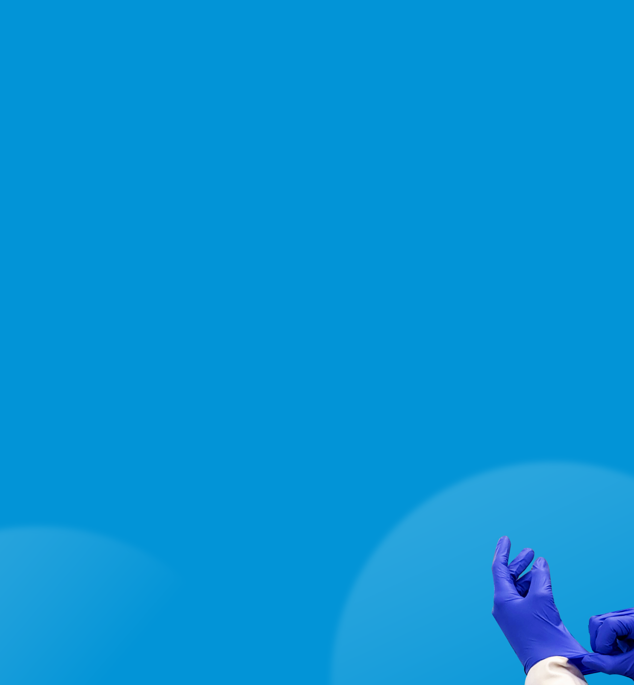 Hand with gloves on.