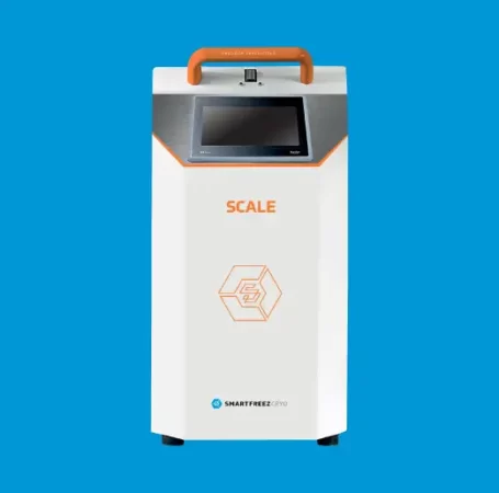 Frontal picture of SmartFreez's Micro Scale-Down (MSD) device.