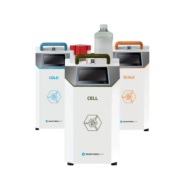 A layout of SmartFreez products. CELL with an SDD in front. CSA and MSD behind CELL.